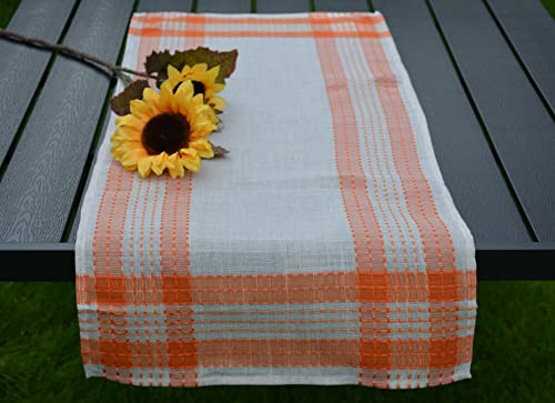 Tischläufer Tischband Läufer Leinenoptik Kariert Geschenkidee 40 x 100 cm Beige / Orange