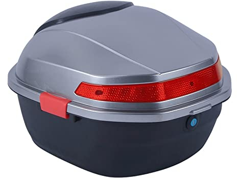 HOLGVE Topcase Motorradkoffer,Universal Top Case Motorrad,Motorradkoffer Top Case Roller, mit Rückenlehne und Warnreflektor, mit Befestigungsmaterial, zum Aufbewahren von Helm-Gepäckartikeln
