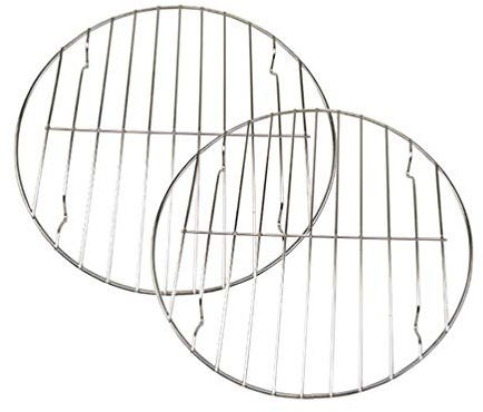 Kichvoe Runder Grillrost aus Edelstahl, 2 Stück, 28cm, Silber | Grillnetz für Fisch und Gemüse, Gleichmäßige Wärmeverteilung, Spülmaschinengeeignet