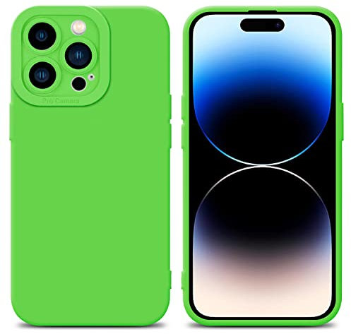 Cadorabo Hülle kompatibel mit Apple iPhone 14 PRO MAX Schutzhülle TPU Silikon Case Liquid Design mit Kameraschutz Slim Kratzfest Weiche Gummi mit Rundumschutz Case Hülle für iPhone 14 PRO MAX in Grün