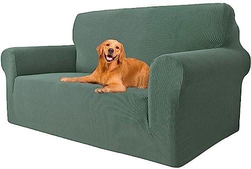 YSTELLAA Stretch Sofa überzug 2 Sitzer, Super Elastisch Sofabezug Mit Armlehnen Waschbarer, kratzfester rutschfest Sofa Cover für Hunde Katzen und Haustiere(Grün, Sofa Breite 145cm-178cm)