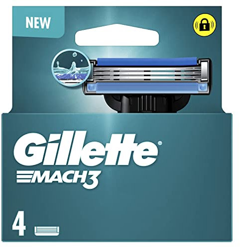 Gillette Mach3 Recharges De Lames De Rasoir Pour Homme, À 3 Lames, 4 Recharges De Lames, Lames Plus Résistantes Que L’Acier