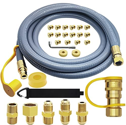 Erdgasschlauch, Niederdruck-LPG-Schlauch mit Schnellanschluss, für 5249 Blackstone Grillrost, Char-Broil, Pizzaofen, Terrassenheizung und mehr NG-Geräte, Propan auf Erdgas, 3,6 m, 3/8 Zoll