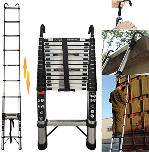 Multi-Purpose Folding Telescopic Ladder - 5M/16.4FT, Extendable, Portable, Anti-Slip, Max Load 150kg, EN131