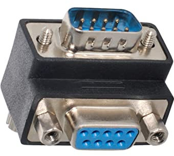 chenyang RS-232 Anschlüsse, EIA RS-232 D-Sub 9-polig Stecker auf Buchse 90 Grad nach oben abgewinkelter Gender Changer Verlängerungsadapter für Monitor und Projektor