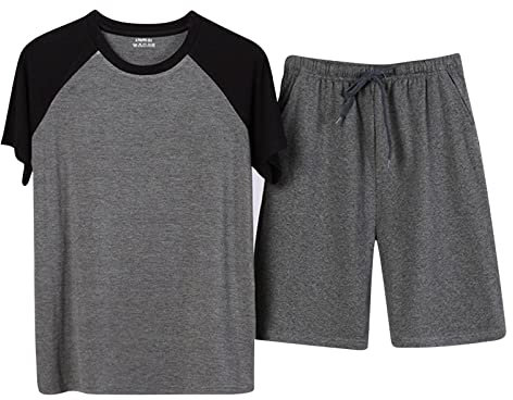 Herren Kurzarm Schlafanzug Shorty Schlafanzug kurz Pyjama Schlafanzug Herren Pyjama kurz Herren Shorty Schlafanzug Baumwolle Sommerpyjamas Kurzarm Schlafanzughose Hausanzug Sleepwear