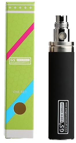 GS EGO 3 III 3200mAh Rechargeable Ecig Battery GreenSound Electronic Cigarette Ego 510 Thread E-Shisha E-Cigarette with User Manual Nicotine Free (Black)