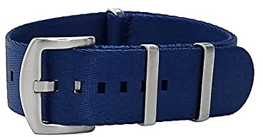 masar 18mm Premium NATO Blau/Blue - Watch Strap – Seat Belt Brushed Steel Buckle - Watch Straps, Bands – Uhrenarmband Ambandd, Uhren, Uhr – Nylon 18 mm Satin