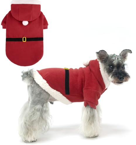 EXPAWLORER Hundepullover Weihnachten - Weihnachtskostüm Hund von Santa Claus, Warmer Hundepulli für Hunde, Feiertag Hundekleidung für Kleine Mittelgroße Große Hunde, S-M
