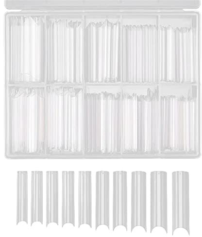 Nail Forms for Gel Nails Natural Long Straight Square Shape Tips For Acrylic False Nail With Box (Clear) Dual Nail Forms