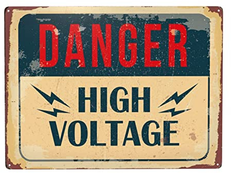 Danger Hochspannungs-Blechschild, Vintage-Schild, Metallposter, Wanddekoration für Zuhause, Küche, Garage, Bar, Pub, Kunstdekoration, Wandposter, Geschenk, 20,3 x 30,5 cm