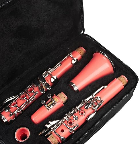 klarinetten 17 Tasten ABS-Klarinette Unten Bb Schülerklarinette Professionelles Musikinstrument (Color : Pink)