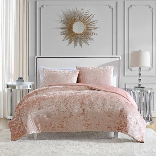Juicy Couture Bettwäsche-Set aus Pannesamt, 2-teiliges Bettwäsche-Set für Doppelbetten – (1) 172,7 x 228,6 cm Bettdecke und (1) 50,8 x 66 cm Kissenbezug – Pink