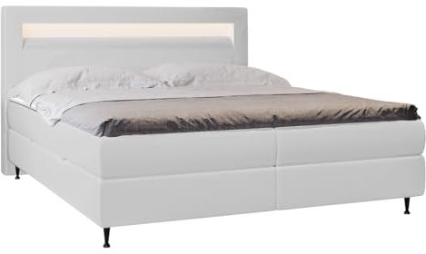 Mirjan24 Boxspringbett Odlles mit 2 Bettkästen, Bett mit LED-Beleuchtung, Doppelbett, Bettgestell, Amerikanisches Continentalbett, Polsterbett, Matratze, Topper (Soft 017, 180 x 200 cm)