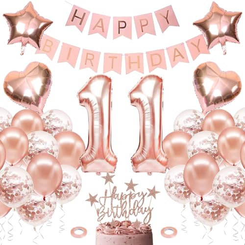 11 Jahr alte Ballon Geburtstagsdekoration, Nummer 11 Geburtstag Ballon Dekoration, Roségold Nummer 11 Geburtstag Ballon Dekoration, Nummer 11 Ballon Geburtstag Dekoration