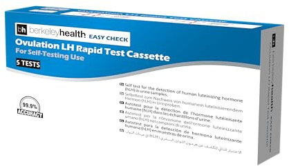 Kit de Test à Domicile d’Ovulation Easy Check LH de Berkeley Health | Détecte l’Hormone Lutéinisante (LH) dans l’Urine Humaine | Rapide et Précis à 99,9% | Kit d'Auto-Test Facile à Suivre | 5 Tests