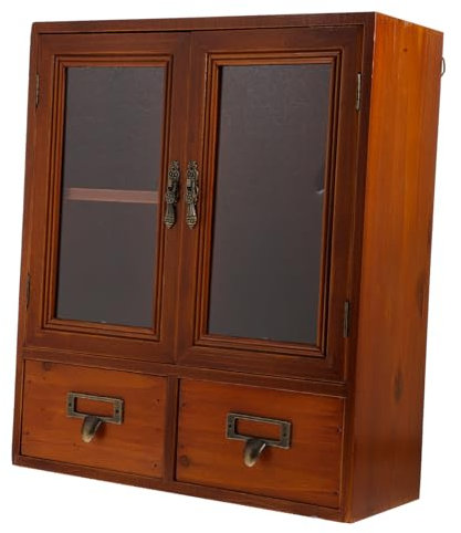 KICHOUSE Armoire Murale Vintage Bois Organisateur De Rangement Multifonctionnel avec Compartiments pour Salon Et Chambre Étagère Décorative Élégante