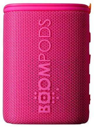 Boompods Beachboom Waterproof Bluetooth Speaker - Portable Speaker Made from Ocean-Bound Plastic, Small Wireless Speakers with Selfie Button & 5-Hour Battery, IPX7 Waterproof Shower & Travel, Pink