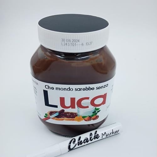 Idea Regalo Sweet personalizzato da | Nutella 950gr. / 1kg | Ideale per tutti gli eventi | Barattolo crema spalmabile personalizzato testo frontale e tappo lavagna cancellabile