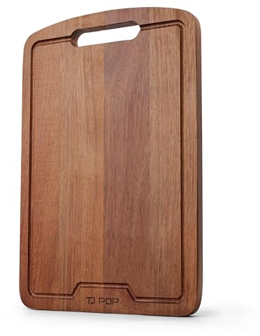 Tabla de Cortar de Madera 38 x 25 cm, el Bloque más Grande para Cortar Pavo, Carne, Verduras, Barbacoa, Tabla de Embutidos de Queso con Agujero para Colgar y Ranura para Jugos