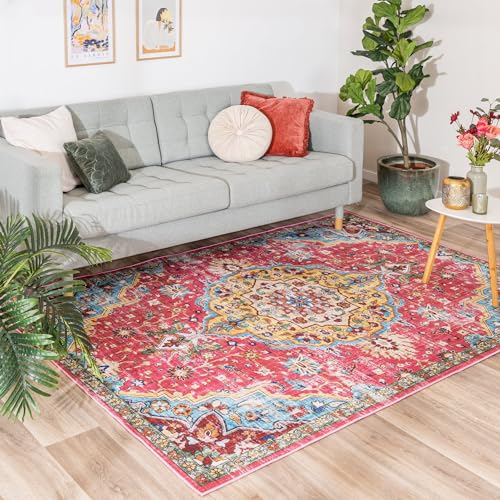 FRAAI | Home & Living Orientteppich - Leyla Medaillon Bunt - Polypropylen - Kurzflor - Vintage - Orientalisch, Wohnzimmer, Esszimmer, Schlafzimmer - Carpet