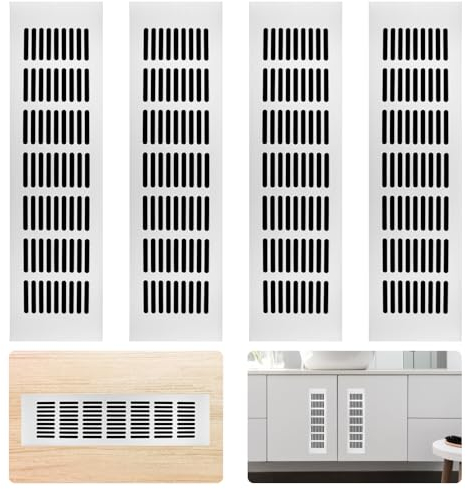 4Pcs Internal Vent Covers, Ventilation Grilles Air Vent Grille Cover Cupboard Vents for Wardrobe Shoes Cabinet Sink Kitchen Stove Cabinet Showcase Ventilation (80x300mm)