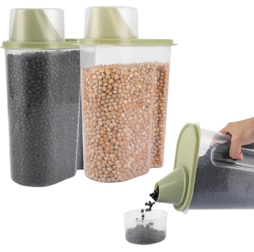 APACALI 2PCS Conteneur de Nourriture pour Animaux, 2.5L Boite Croquette Chien, Boite Croquette Chat avec Gobelet Doseur pour Aliments Animaux