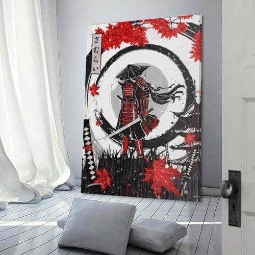 FUmoney Samurai Enso Vintage-Wanddekoration, Poster, Haus, Ölgemälde, Boho, rustikal, Wandposter für Schlafzimmer, Wohnzimmer, Dekoration, 20 x 30 cm
