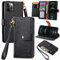 VEEMOS Zipper Wallet Case for Apple iPhone 12 Pro Max Phone Case with Purse Card Holders RFID Blocking Leather Flip Case Book Cover Wrist Strap Women - Black