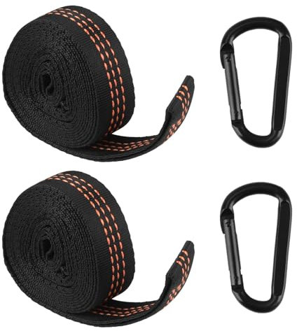 Ensemble de Sangles pour Hamac avec Mousquetons,Fixation Robuste pour Balançoire, Camping, Siège Suspendu,Charge Max 300 kg,Polyester de Haute Qualité