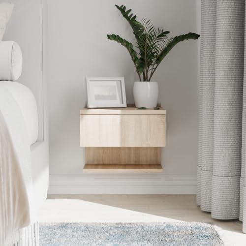 ComfortCove Nachttisch hängend, Nachtschrank, Nachtkästchen, Hängender Nachttisch, Schlanker Wandtisch mit Ablagefach, Sonoma Größe: B35 x H30 x T31,6 cm