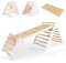 COSTWAY Klettergerüst Indoor, inkl. 2 Kletterdreieck & Kletterleiter, Indoor Spielgeräte Holz, Sprossendreieck Frei kombinierbar, Klettern Kinder Indoor ab 1 Jahr (Weiß + Natur)
