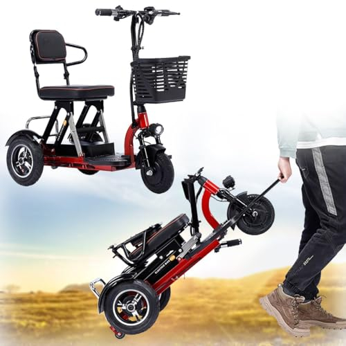 Rollstuhl Faltbar Leicht,Elektro Dreirad,Rollator 3 Räder,Elektro-Dreirad,Zusammenklappbarer Mobilitätsroller,Für Senioren, Erwachsene, Behinderte Ältere Menschen A