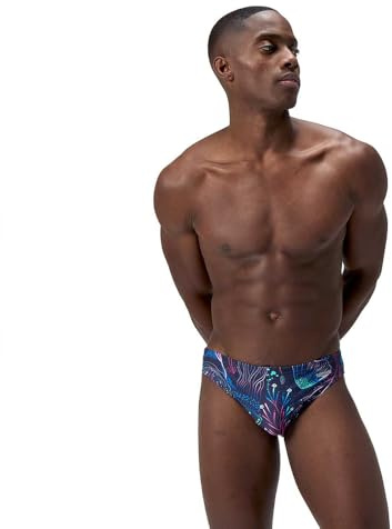 Speedo Men's Beachstar Printed 5cm Briefs | Statement Style | Flex Fabric | Beach Wear Swimwear, Pink, 36