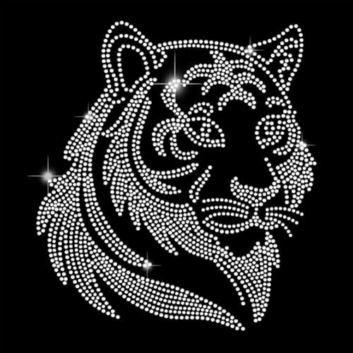 SUPERDANT Tiger Strass Hotfix Zum Aufbügeln Tier Strass Transfer zum Aufbügeln T Shirt Wärmeübertragung Stras Hotfix Transfer Patch DIY Dekor Für Kleidung Hoodies Bling Aufkleber
