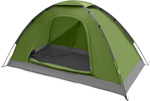 Tente de Camping pour 1 Personne -Tente Trekking Dôme léger exavec moustiquaire - Écran de fenêtre Transparent de 3000 mm - Étanche - Installation Facile pour Le Camping en Plein air et la
