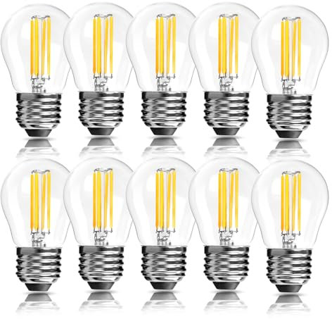 LangPlus+ 10 Stück E27 LED Lampe, Dimmbare G45 Birne, 4W, 40W Äquivalent E27 Sockel Globus Glühlampe, Warmweiß 2700K, LED Filament Fadenlampe für Pendelleuchten, Deckenventilator