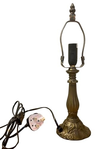 Loxton Lighting Vintage Style Table Lamp Base, 20W, 1.5m Cable, Bronze Antique Finish, Decorative Polyresin, Compatible with 20cm Diameter Tiffany Shade (L305)