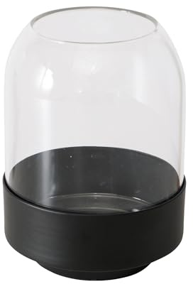 Boltze Vase Malena Schwarz/Transparent Glas Metall 12,5cm 2048112 | Handgearbeitete, minimalistische Blumenvase aus stilvollem Glas-Metall-Mix.
