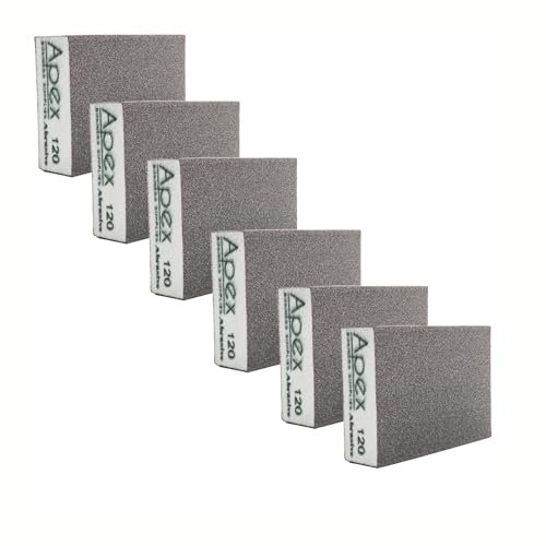 6pcs Sanding Blocks P120 Wet and Dry Sanding Sponge | Fine Sanding Pads | Dual Use Abrasives Pads | Reusable & Rust Removal Sanding Block For Wood, Paint Walls and Metal