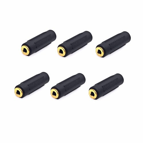 JZK 6 pezzi accoppiatore femmina-femmina 3,5 mm, presa audio stereo dual-sound da 3,5 mm placcata in oro, connettore jack per cuffie, adattatore prolunga per cavo AUX per cavo stereo, altoparlante
