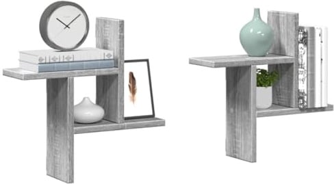 Owoxanthellate Wandregal Set 2er Grau Sonoma 38 x 12 x 38 cm, Holzwerkstoff Mini Regal Wandboard mit Modernem Design, Robust & Langlebig, Eckregal Küche, Wohnzimmer, Bad