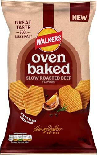 Walkers Oven Baked Crisps Roasted Beef Snacks 150g (Pack of 5)