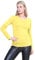 janisramone® Long Sleeve T Shirts Women, Plain Round Neck Breathable Basic Summer Tops for Women UK, Stretchy Slim Fitted Going Out Tops Yellow