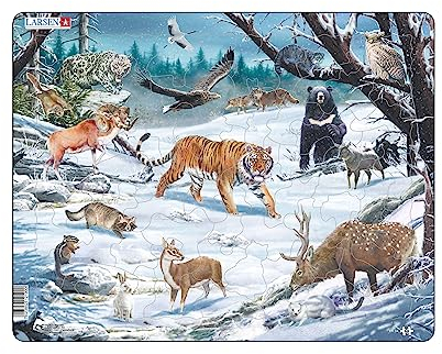 Larsen FH34 Winterliche Tierwelt in Sibirien und Nordostasien, 66 Teile Rahmenpuzzles Jigsaw Puzzle