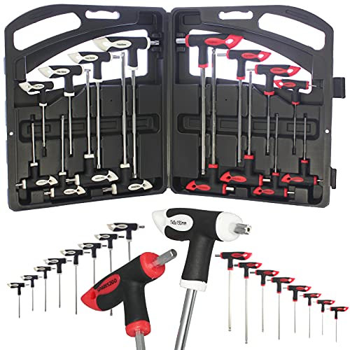 Spares2go 16 pièces avec poignée en T métrique hexagonale Allen & étoile Torx Clé Outil Set
