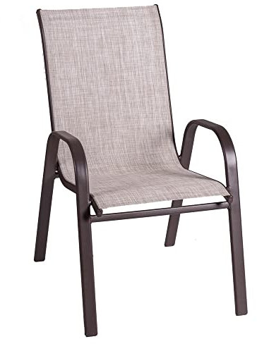 Stapelbarer Gartenstuhl Neila aus Stahl und braunem Textilene 68x56x93 cm - LOLAhome