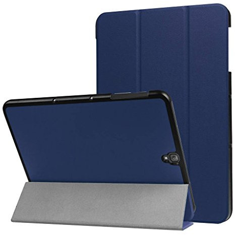 SATURCASE PU Cuir Flip Pliable Folio Stand Protecteur Tablette Case Cover Housse Étui Coque pour Samsung Galaxy Tab S3 9.7 SM-T820 T825 (Bleu Foncé)