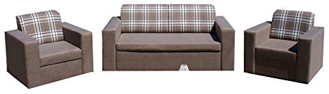 mb-moebel Polstergarnitur Sofa Set 3er Couch & 1er Wohnlandschaft 3-Sitzer und Zwei Sessel Möbel Set - Nantes Braun