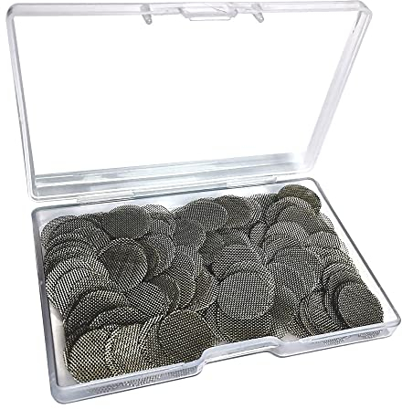 Gebildet 150Stücke 20mm Edelstahl Pfeife Screen Filterung, Pfeifensiebe Einlegesiebe 3/4 Zoll, Rauchfilter Screen Rohr Filterung mit Aufbewahrungsbox